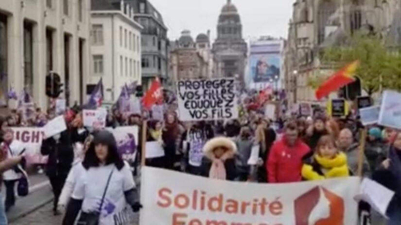 Belçika’da bayana müteveccih şiddet protesto edildi