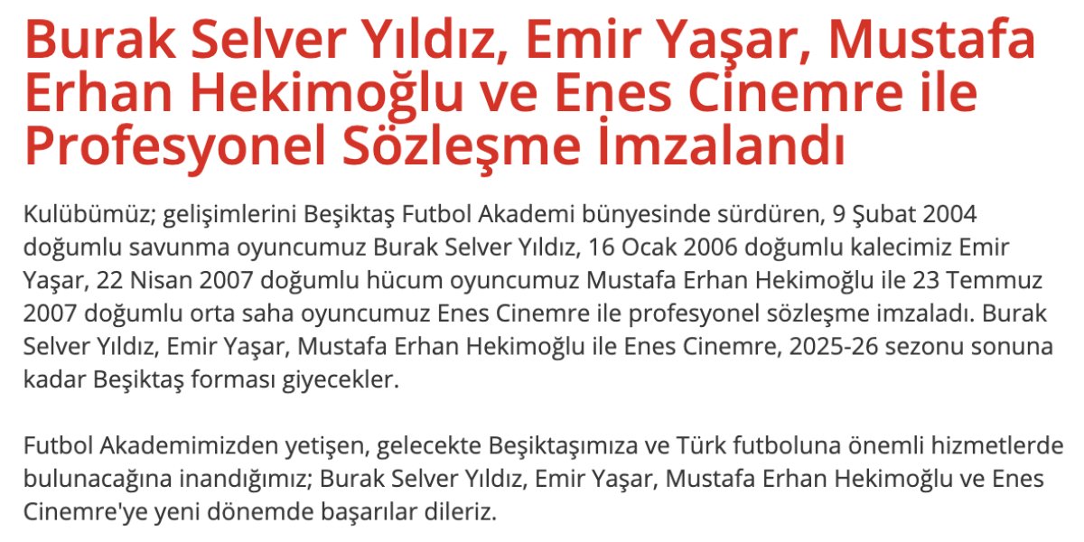 Beşiktaş, 4 futbolcuyla profesyonel sözleşme imzaladı #2