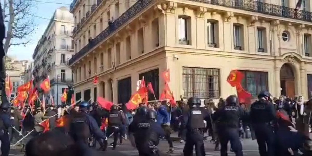 Polise tepki gösteren Fransız vekil Delogu, PKK yanlılarıyla yürüdü #2